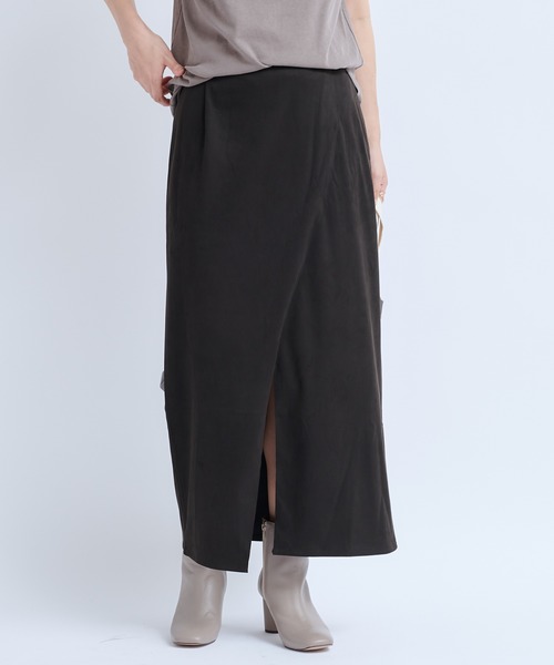 DouDou（ドゥドゥ）の「【新色追加】スウェードタイトスリットスカート（スカート・レディース・ダークブラウン/サックスブルー/オフホワイト/レモンイエロー・FREE）」の14枚目の写真