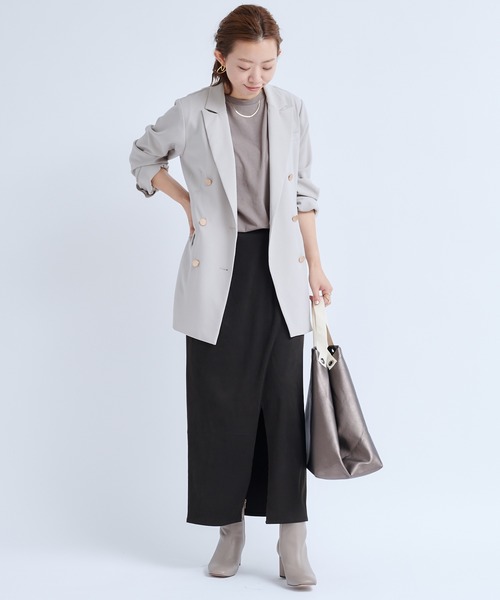 DouDou（ドゥドゥ）の「【新色追加】スウェードタイトスリットスカート（スカート・レディース・ダークブラウン/サックスブルー/オフホワイト/レモンイエロー・FREE）」の18枚目の写真