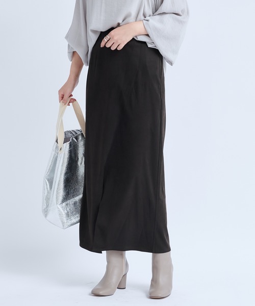 DouDou（ドゥドゥ）の「【新色追加】スウェードタイトスリットスカート（スカート・レディース・ダークブラウン/サックスブルー/オフホワイト/レモンイエロー・FREE）」の19枚目の写真