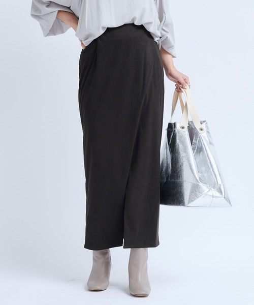 DouDou（ドゥドゥ）の「【新色追加】スウェードタイトスリットスカート（スカート・レディース・ダークブラウン/サックスブルー/オフホワイト/レモンイエロー・FREE）」の20枚目の写真