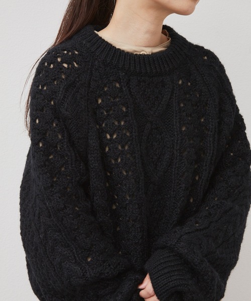 Libra Cue(リブラ キュー)の「3Dケーブルニット(ニット/セーター・レディース・ホワイト/ブラック/ブルー・FREE)」の12枚目の写真