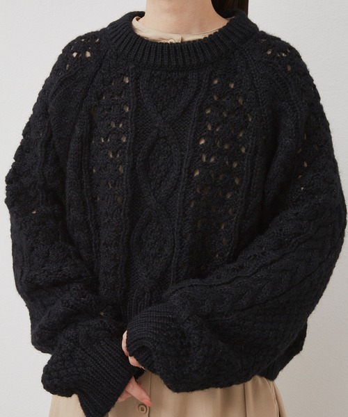 Libra Cue(リブラ キュー)の「3Dケーブルニット(ニット/セーター・レディース・ホワイト/ブラック/ブルー・FREE)」の19枚目の写真