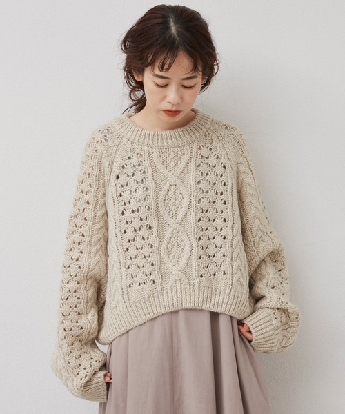 Libra Cue(リブラ キュー)の「3Dケーブルニット(ニット/セーター・レディース・ホワイト/ブラック/ブルー・FREE)」の15枚目の写真