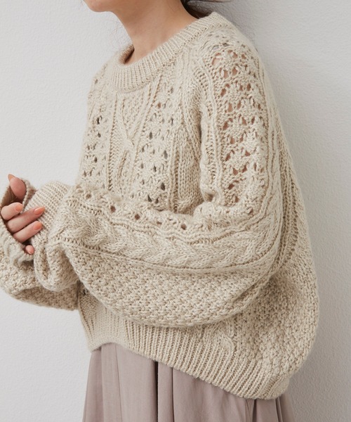 Libra Cue(リブラ キュー)の「3Dケーブルニット(ニット/セーター・レディース・ホワイト/ブラック/ブルー・FREE)」の21枚目の写真