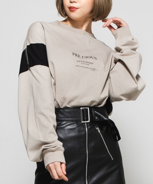 WEGO(ウィゴー)の「WEGO/サイドカラーブロックビッグシルエットロンT(Tシャツ/カットソー・メンズ・ホワイト/ベージュ・MEDIUM/LARGE)」の1枚目の写真