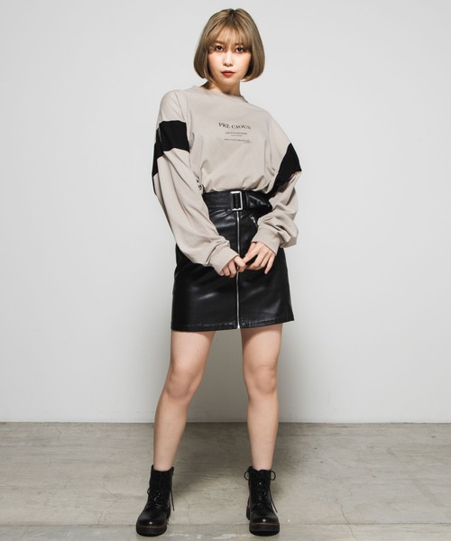 WEGO(ウィゴー)の「WEGO/サイドカラーブロックビッグシルエットロンT(Tシャツ/カットソー・メンズ・ホワイト/ベージュ・MEDIUM/LARGE)」の10枚目の写真