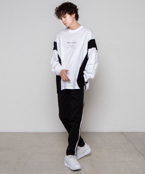 WEGO(ウィゴー)の「WEGO/サイドカラーブロックビッグシルエットロンT(Tシャツ/カットソー・メンズ・ホワイト/ベージュ・MEDIUM/LARGE)」の9枚目の写真