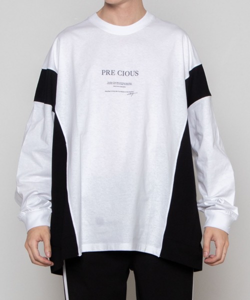 WEGO(ウィゴー)の「WEGO/サイドカラーブロックビッグシルエットロンT(Tシャツ/カットソー・メンズ・ホワイト/ベージュ・MEDIUM/LARGE)」の17枚目の写真