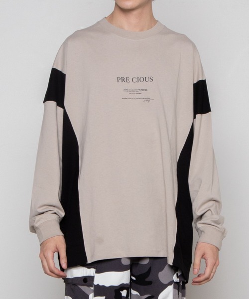 WEGO(ウィゴー)の「WEGO/サイドカラーブロックビッグシルエットロンT(Tシャツ/カットソー・メンズ・ホワイト/ベージュ・MEDIUM/LARGE)」の13枚目の写真