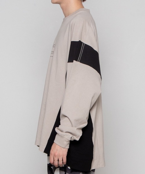 WEGO(ウィゴー)の「WEGO/サイドカラーブロックビッグシルエットロンT(Tシャツ/カットソー・メンズ・ホワイト/ベージュ・MEDIUM/LARGE)」の6枚目の写真