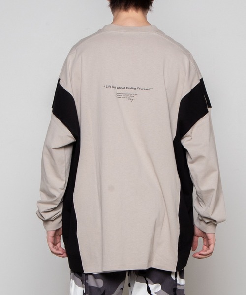 WEGO(ウィゴー)の「WEGO/サイドカラーブロックビッグシルエットロンT(Tシャツ/カットソー・メンズ・ホワイト/ベージュ・MEDIUM/LARGE)」の8枚目の写真