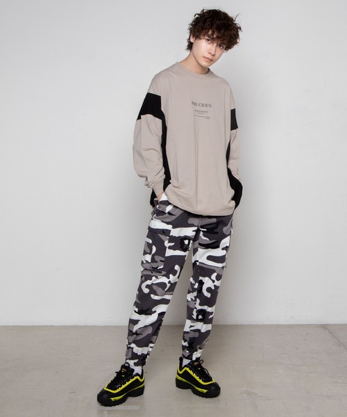 WEGO(ウィゴー)の「WEGO/サイドカラーブロックビッグシルエットロンT(Tシャツ/カットソー・メンズ・ホワイト/ベージュ・MEDIUM/LARGE)」の12枚目の写真