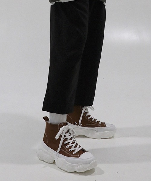 WESTBOY(ウエストボーイ)の「【WB ORIGINALS】Platform high-top sneakers(スニーカー・メンズ・グリーン/ブラウン/ブラック・43/42/41)」の3枚目の写真