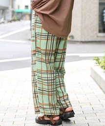 ハンドペイントチェックパンツ