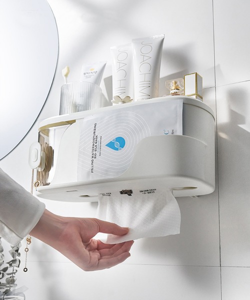 aimoha（アイモハ）の「洗面台スキンケア収納ティッシュボックス（収納グッズ・メンズ・ピンク/ホワイト/グリーン・FREE）」の2枚目の写真