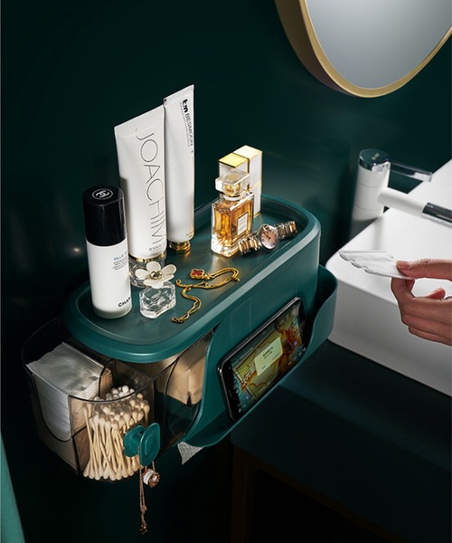 aimoha（アイモハ）の「洗面台スキンケア収納ティッシュボックス（収納グッズ・メンズ・ピンク/ホワイト/グリーン・FREE）」の3枚目の写真