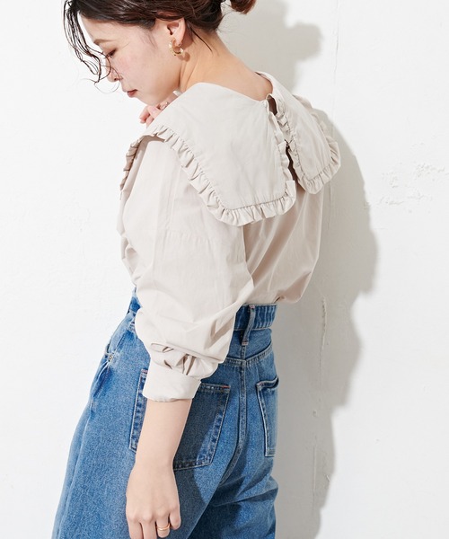 natural couture（ナチュラルクチュール）の「ビッグ2WAYブラウス（シャツ/ブラウス・レディース・オフホワイト/ベージュ・FREE）」の10枚目の写真