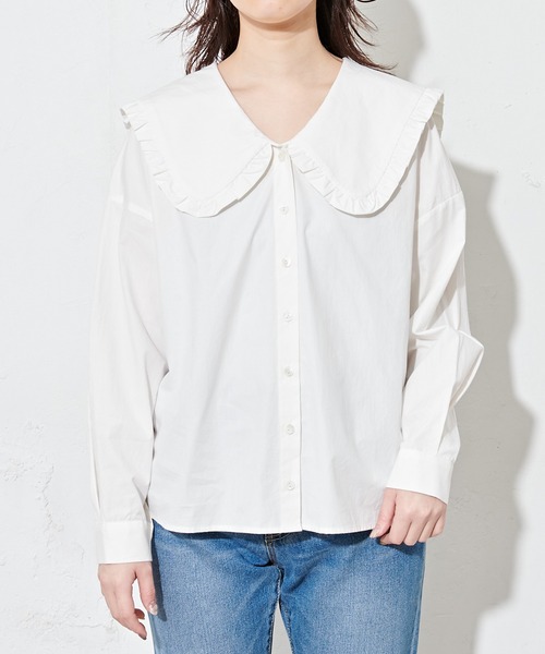 natural couture（ナチュラルクチュール）の「ビッグ2WAYブラウス（シャツ/ブラウス・レディース・オフホワイト/ベージュ・FREE）」の13枚目の写真