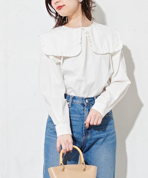 natural couture（ナチュラルクチュール）の「ビッグ2WAYブラウス（シャツ/ブラウス・レディース・オフホワイト/ベージュ・FREE）」の4枚目の写真