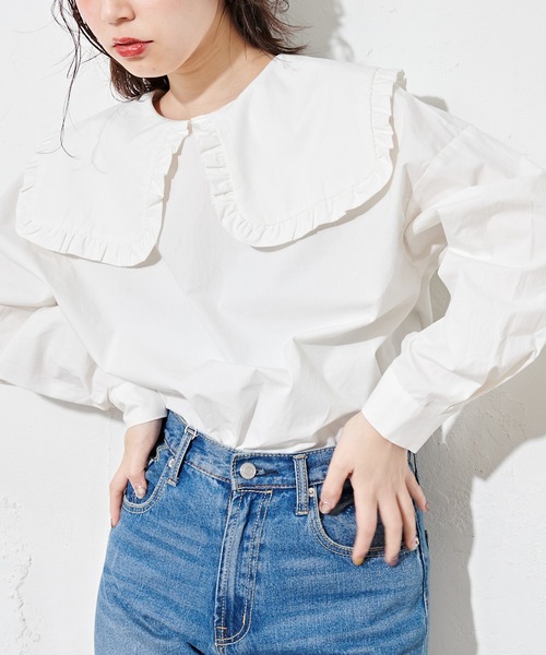 natural couture（ナチュラルクチュール）の「ビッグ2WAYブラウス（シャツ/ブラウス・レディース・オフホワイト/ベージュ・FREE）」の3枚目の写真