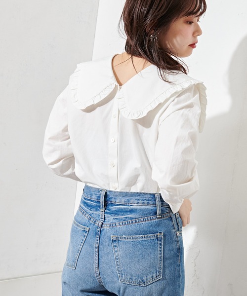 natural couture（ナチュラルクチュール）の「ビッグ2WAYブラウス（シャツ/ブラウス・レディース・オフホワイト/ベージュ・FREE）」の5枚目の写真