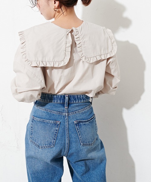 natural couture（ナチュラルクチュール）の「ビッグ2WAYブラウス（シャツ/ブラウス・レディース・オフホワイト/ベージュ・FREE）」の9枚目の写真
