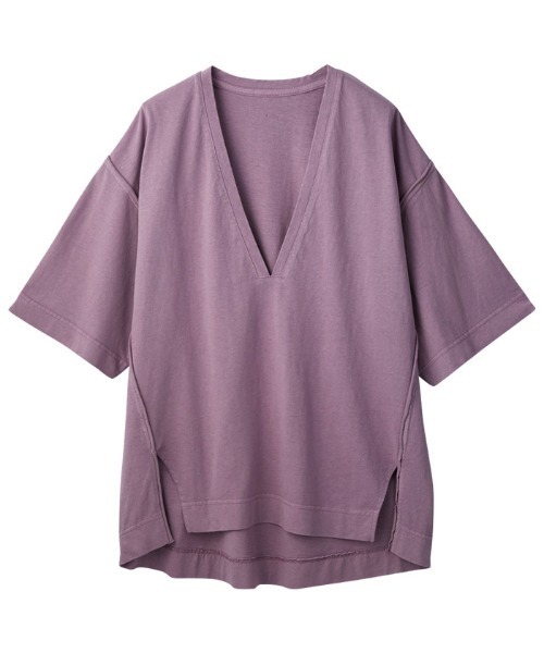 GeeRA(ジーラ)の「ピグメント半袖Vネックプルオーバー(Tシャツ/カットソー・レディース・パープル/チャコール・LARGE/X-LARGE/MEDIUM)」の5枚目の写真