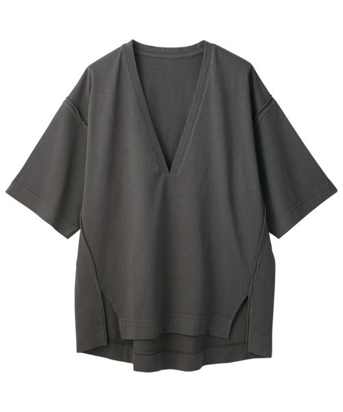 GeeRA(ジーラ)の「ピグメント半袖Vネックプルオーバー(Tシャツ/カットソー・レディース・パープル/チャコール・LARGE/X-LARGE/MEDIUM)」の3枚目の写真
