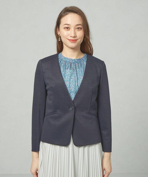 closet story(クローゼットストーリー)の「<closet story>□ポンチ カラーレス ジャケット -手洗い可能-(ノーカラージャケット・レディース・ベージュ/ネイビー・SMALL/MEDIUM)」の14枚目の写真