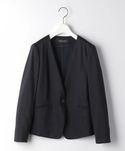 closet story(クローゼットストーリー)の「<closet story>□ポンチ カラーレス ジャケット -手洗い可能-(ノーカラージャケット・レディース・ベージュ/ネイビー・SMALL/MEDIUM)」の13枚目の写真