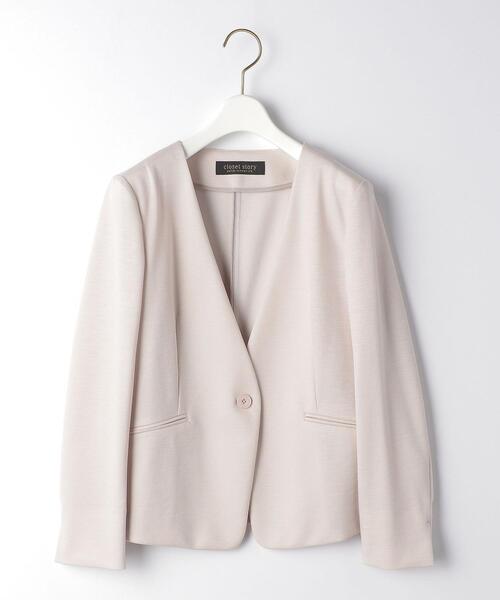 closet story(クローゼットストーリー)の「<closet story>□ポンチ カラーレス ジャケット -手洗い可能-(ノーカラージャケット・レディース・ベージュ/ネイビー・SMALL/MEDIUM)」の19枚目の写真