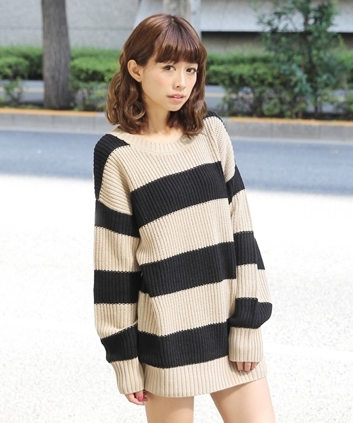 Heather（ヘザー）の「Heather × Natsu コラボニット　554297（ニット/セーター・レディース・オフホワイト/ホワイト×ブラック/ピンク系その他/ブラック/ベージュ系その他・FREE）」の5枚目の写真