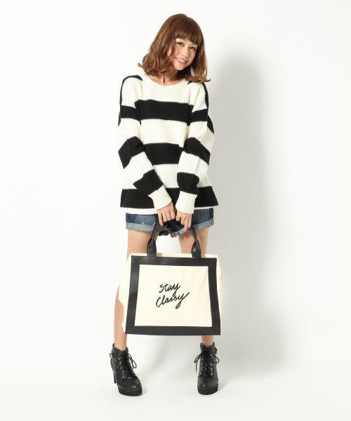 Heather（ヘザー）の「Heather × Natsu コラボニット　554297（ニット/セーター・レディース・オフホワイト/ホワイト×ブラック/ピンク系その他/ブラック/ベージュ系その他・FREE）」の9枚目の写真