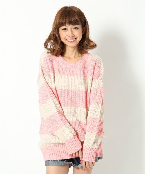 Heather（ヘザー）の「Heather × Natsu コラボニット　554297（ニット/セーター・レディース・オフホワイト/ホワイト×ブラック/ピンク系その他/ブラック/ベージュ系その他・FREE）」の11枚目の写真