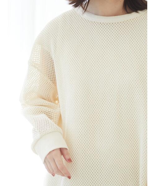 Green Parks(グリーンパークス)の「SET2点 メッシュプルオーバー+Tシャツ*(Tシャツ/カットソー・レディース・グレイッシュベージュ/オフホワイト/カーキ・FREE)」の11枚目の写真