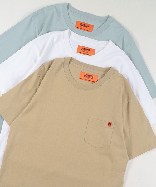 UNIVERSAL OVERALL(ユニバーサルオーバーオール)の「【UNIVERSAL OVERALL/ユニバーサルオーバーオール】 ポケットTシャツ/ワンポイント刺繍/半袖Tシャツ(Tシャツ/カットソー・メンズ・ホワイト/ライトブルー/ブラック/ベージュ/グリーン/ライトピンク/グレー/ネイビー・XL/M/L)」の1枚目の写真