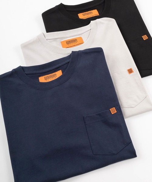 UNIVERSAL OVERALL(ユニバーサルオーバーオール)の「【UNIVERSAL OVERALL/ユニバーサルオーバーオール】 ポケットTシャツ/ワンポイント刺繍/半袖Tシャツ(Tシャツ/カットソー・メンズ・ホワイト/ライトブルー/ブラック/ベージュ/グリーン/ライトピンク/グレー/ネイビー・XL/M/L)」の8枚目の写真