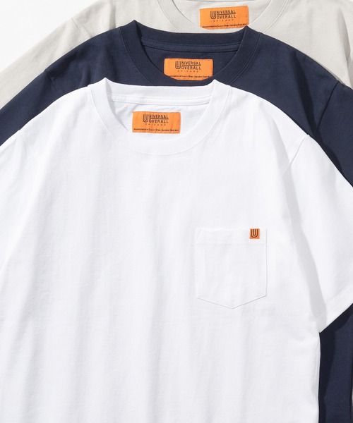 UNIVERSAL OVERALL(ユニバーサルオーバーオール)の「【UNIVERSAL OVERALL/ユニバーサルオーバーオール】 ポケットTシャツ/ワンポイント刺繍/半袖Tシャツ(Tシャツ/カットソー・メンズ・ホワイト/ライトブルー/ブラック/ベージュ/グリーン/ライトピンク/グレー/ネイビー・XL/M/L)」の3枚目の写真