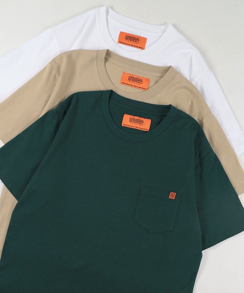 UNIVERSAL OVERALL(ユニバーサルオーバーオール)の「【UNIVERSAL OVERALL/ユニバーサルオーバーオール】 ポケットTシャツ/ワンポイント刺繍/半袖Tシャツ(Tシャツ/カットソー・メンズ・ホワイト/ライトブルー/ブラック/ベージュ/グリーン/ライトピンク/グレー/ネイビー・XL/M/L)」の6枚目の写真