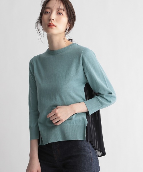 Andemiu（アンデミュウ）の「【顔診断STRAIGHT】プリーツドッキングニット937950（ニット/セーター・レディース・ブラック/ベージュ/オフホワイト/ブルー・FREE）」の4枚目の写真