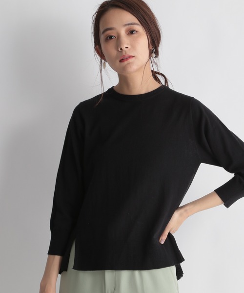 Andemiu（アンデミュウ）の「【顔診断STRAIGHT】プリーツドッキングニット937950（ニット/セーター・レディース・ブラック/ベージュ/オフホワイト/ブルー・FREE）」の2枚目の写真