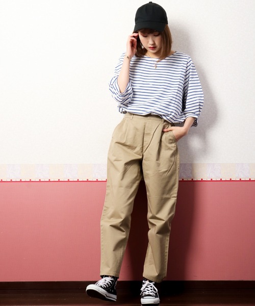 nougatine（ヌガティーヌ）の「【nougatine】ウエストゴムゆったりテーパードパンツ（その他パンツ・レディース・カーキ/チャコールグレー/ベージュ/パープル・FREE）」の9枚目の写真