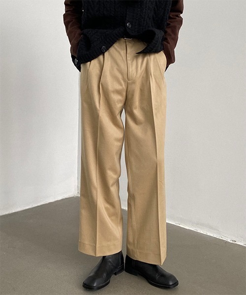 WESTBOY(ウエストボーイ)の「【WB ORIGINALS】Center Pleated Wide Slacks WO21S315PT(スラックス・メンズ・ブラック/ベージュ/ブラウン・M/L/XL)」の3枚目の写真
