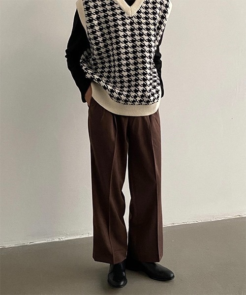 WESTBOY(ウエストボーイ)の「【WB ORIGINALS】Center Pleated Wide Slacks WO21S315PT(スラックス・メンズ・ブラック/ベージュ/ブラウン・M/L/XL)」の1枚目の写真