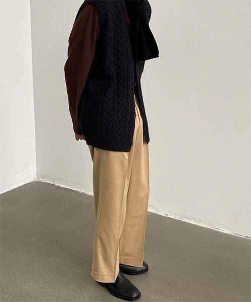 WESTBOY(ウエストボーイ)の「【WB ORIGINALS】Center Pleated Wide Slacks WO21S315PT(スラックス・メンズ・ブラック/ベージュ/ブラウン・M/L/XL)」の4枚目の写真