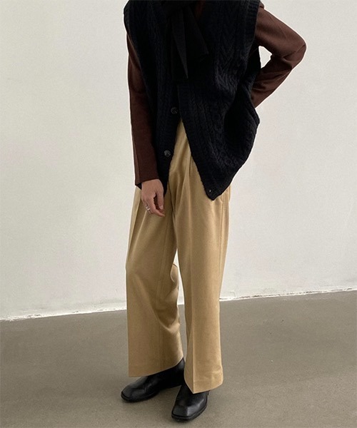 WESTBOY(ウエストボーイ)の「【WB ORIGINALS】Center Pleated Wide Slacks WO21S315PT(スラックス・メンズ・ブラック/ベージュ/ブラウン・M/L/XL)」の5枚目の写真