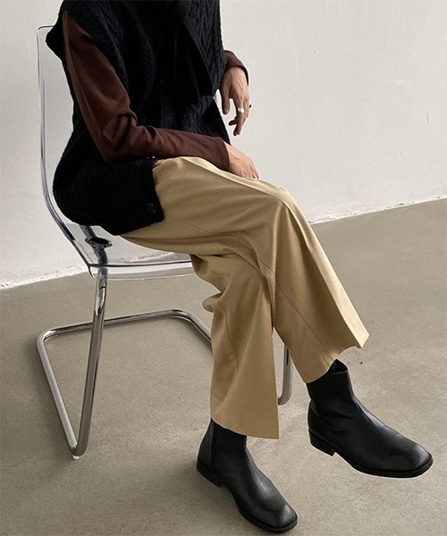 WESTBOY(ウエストボーイ)の「【WB ORIGINALS】Center Pleated Wide Slacks WO21S315PT(スラックス・メンズ・ブラック/ベージュ/ブラウン・M/L/XL)」の6枚目の写真