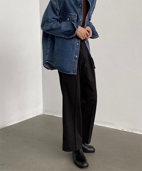 WESTBOY(ウエストボーイ)の「【WB ORIGINALS】Center Pleated Wide Slacks WO21S315PT(スラックス・メンズ・ブラック/ベージュ/ブラウン・M/L/XL)」の12枚目の写真