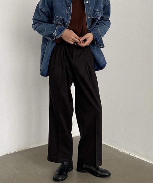 WESTBOY(ウエストボーイ)の「【WB ORIGINALS】Center Pleated Wide Slacks WO21S315PT(スラックス・メンズ・ブラック/ベージュ/ブラウン・M/L/XL)」の13枚目の写真