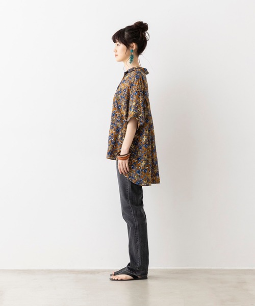 hunch(ハンチ)の「シアー×ジャガード 柄プリント 開襟シャツ(シャツ/ブラウス・レディース・ブラウン/イエロー/ライトカーキ・FREE)」の20枚目の写真